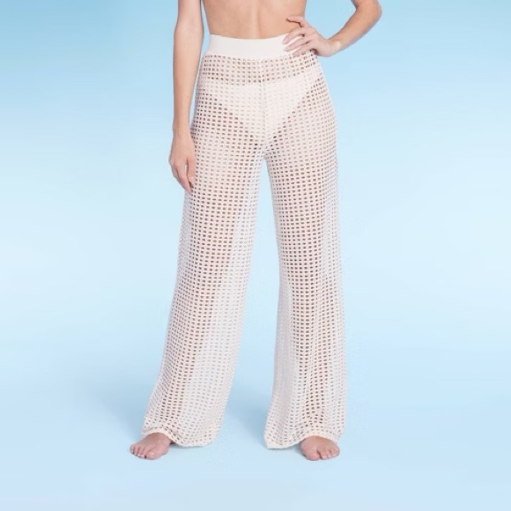 Shade & Shore Ivory Crochet Pants